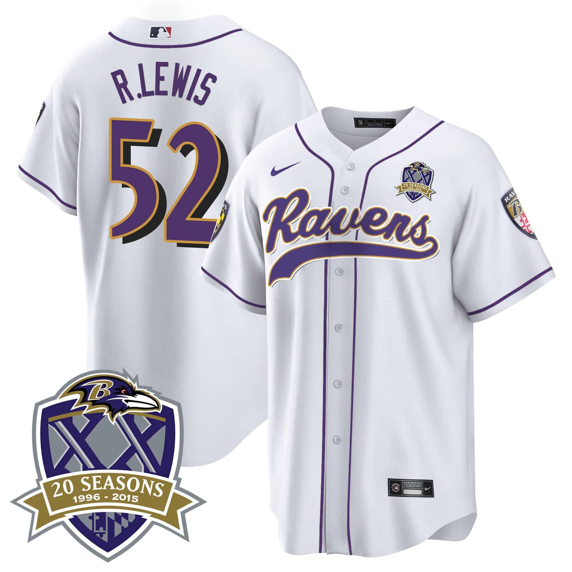 Men Baltimore Ravens #52 R.Lewis White 2024 Nike 20th Season Patch Baseball NFL Jersey->indianapolis colts->NFL Jersey